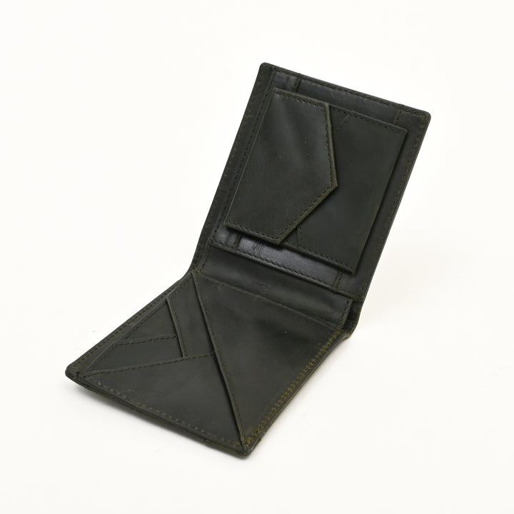 Leather Wallet 2S Crngrn – Premium Green Full-Grain Leather Slim Wallet for Men with Coin Pocket & Card Slots