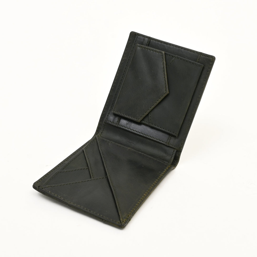 Leather Wallet 2S Crngrn – Premium Green Full-Grain Leather Slim Wallet for Men with Coin Pocket & Card Slots