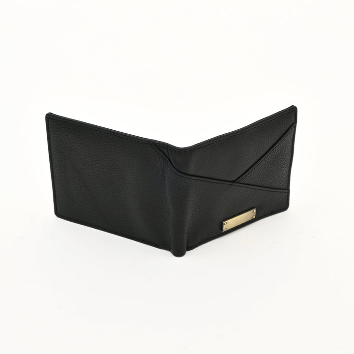 Men’s Leather Wallet 2S Grablk – Premium Black Grained Napa Leather Wallet with Coin Pocket & 4 Card Slots | Luxury Slim Bifold Design