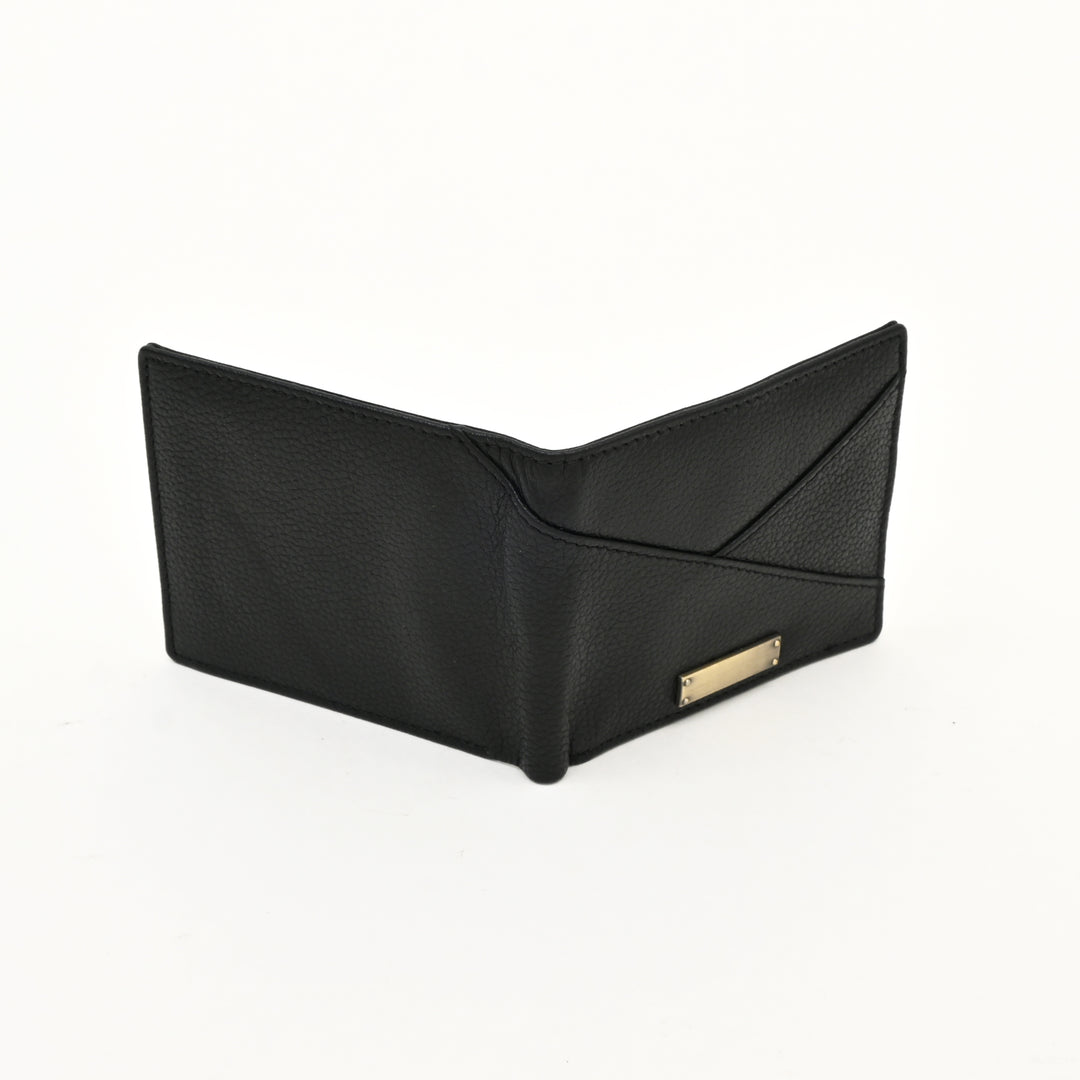 Men’s Leather Wallet 2S Grablk – Premium Black Grained Napa Leather Wallet with Coin Pocket & 4 Card Slots | Luxury Slim Bifold Design