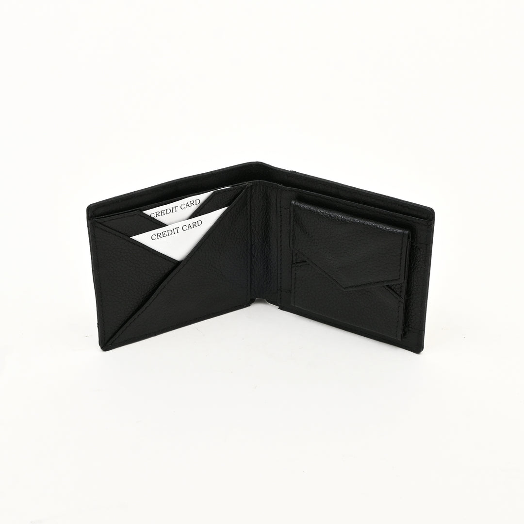 Men’s Leather Wallet 2S Grablk – Premium Black Grained Napa Leather Wallet with Coin Pocket & 4 Card Slots | Luxury Slim Bifold Design