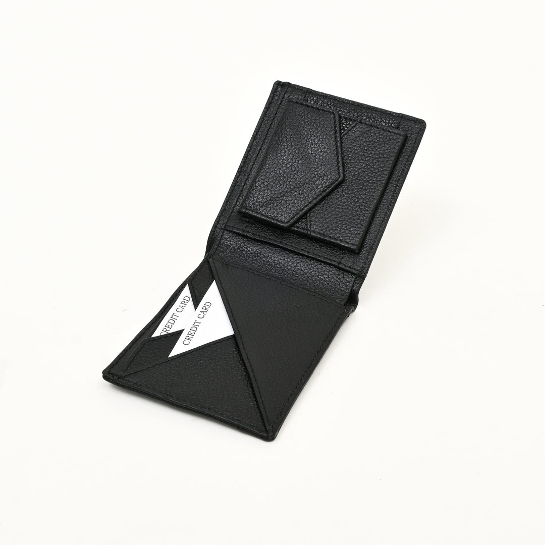 Men’s Leather Wallet 2S Grablk – Premium Black Grained Napa Leather Wallet with Coin Pocket & 4 Card Slots | Luxury Slim Bifold Design