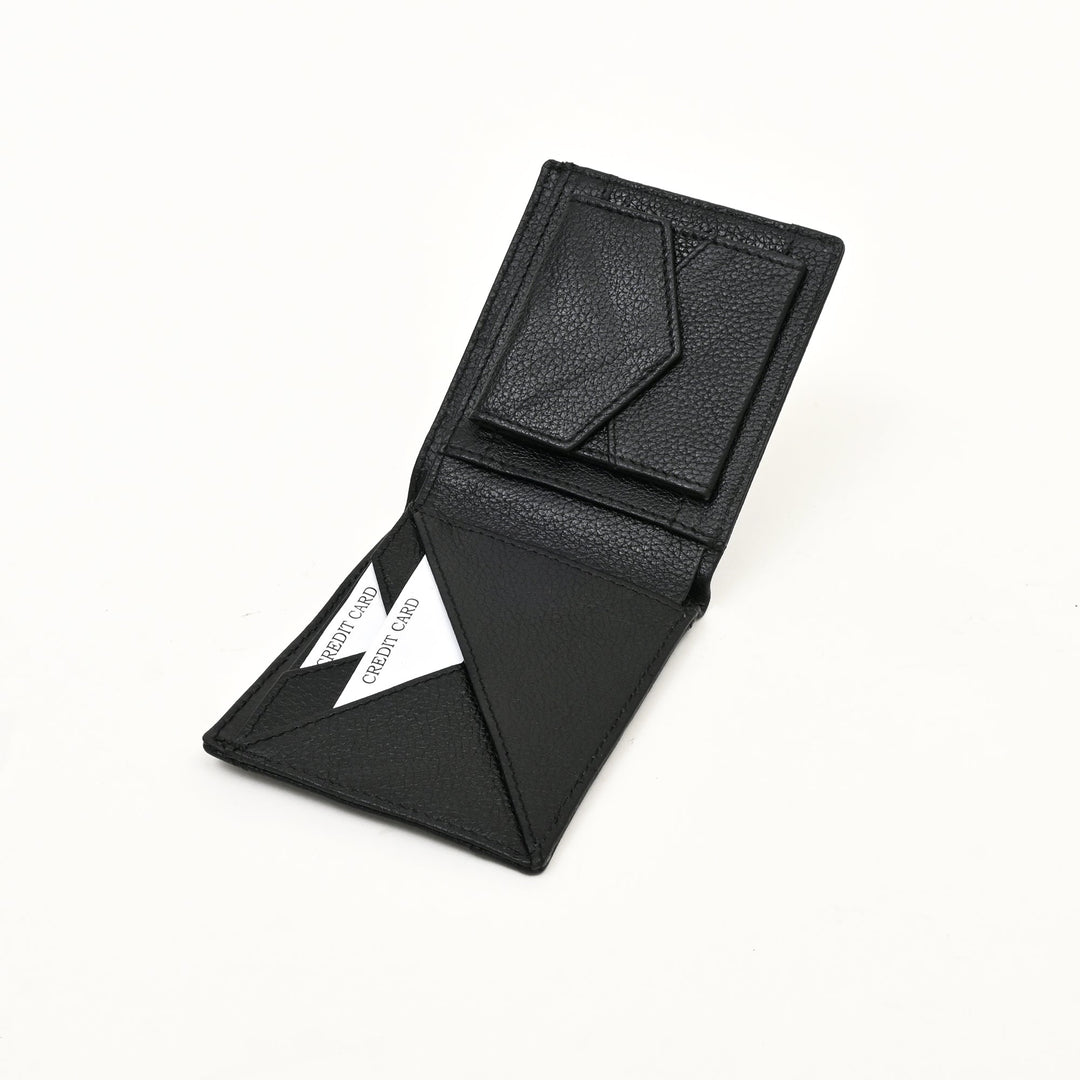Men’s Leather Wallet 2S Grablk – Premium Black Grained Napa Leather Wallet with Coin Pocket & 4 Card Slots | Luxury Slim Bifold Design