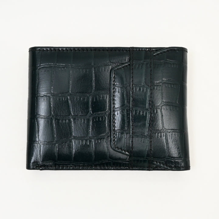 Men’s Leather Wallet 3S Scrgrn – Premium Green Croc Look Napa Leather Wallet with Coin Pocket & 6 Card Slots | Luxury Handcrafted Slim Wallet