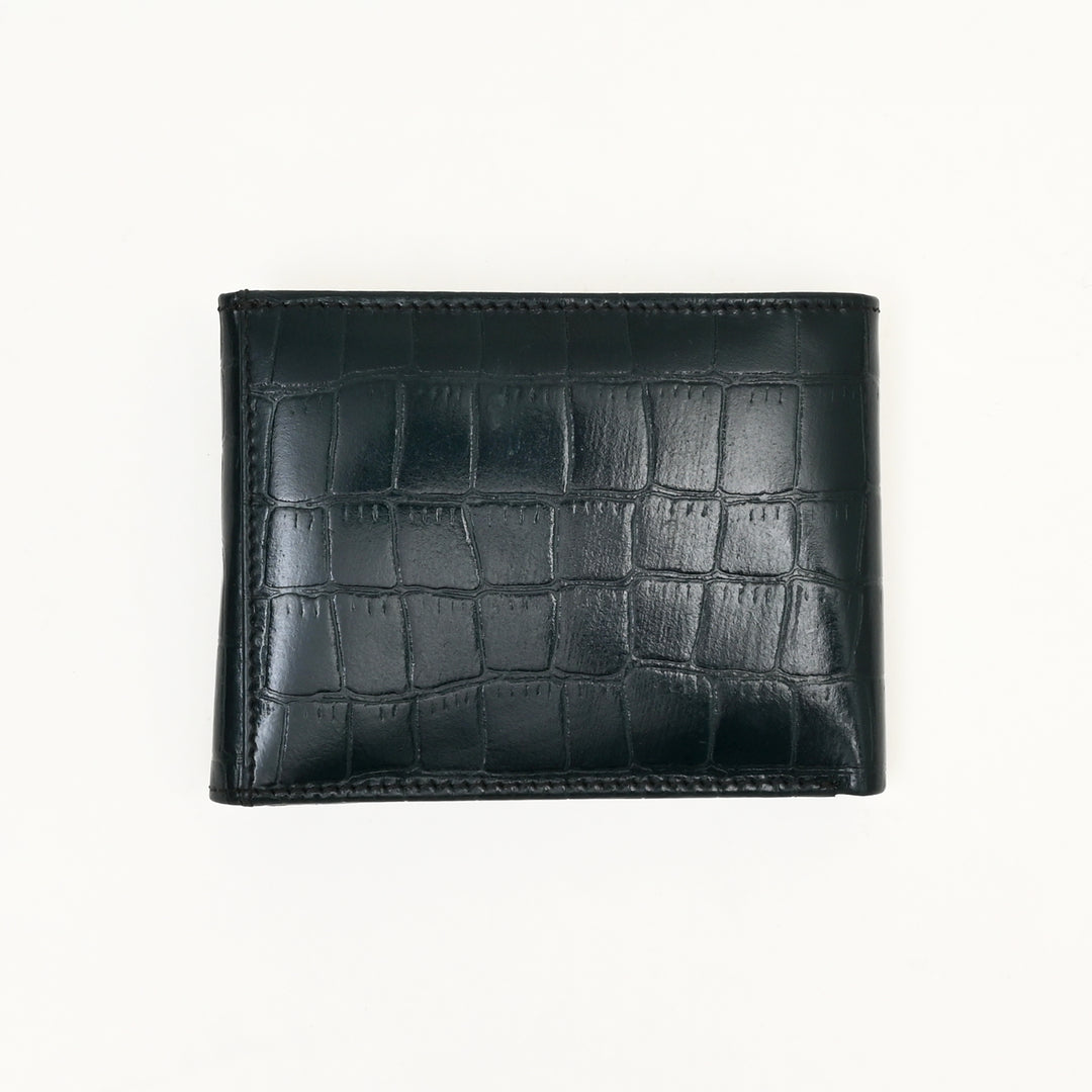 Men’s Leather Wallet 3S Scrgrn – Premium Green Croc Look Napa Leather Wallet with Coin Pocket & 6 Card Slots | Luxury Handcrafted Slim Wallet