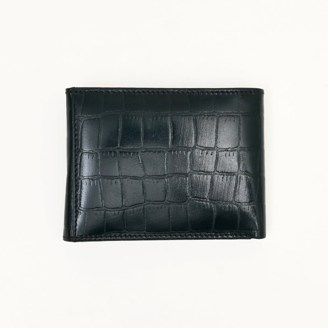 Men’s Leather Wallet 3S Scrgrn – Premium Green Croc Look Napa Leather Wallet with Coin Pocket & 6 Card Slots | Luxury Handcrafted Slim Wallet