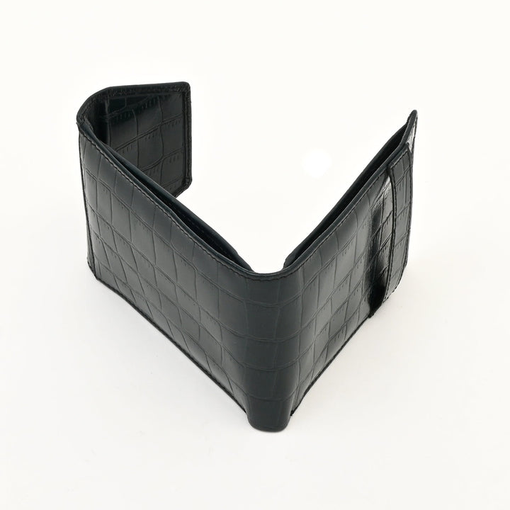 Men’s Leather Wallet 3S Scrgrn – Premium Green Croc Look Napa Leather Wallet with Coin Pocket & 6 Card Slots | Luxury Handcrafted Slim Wallet