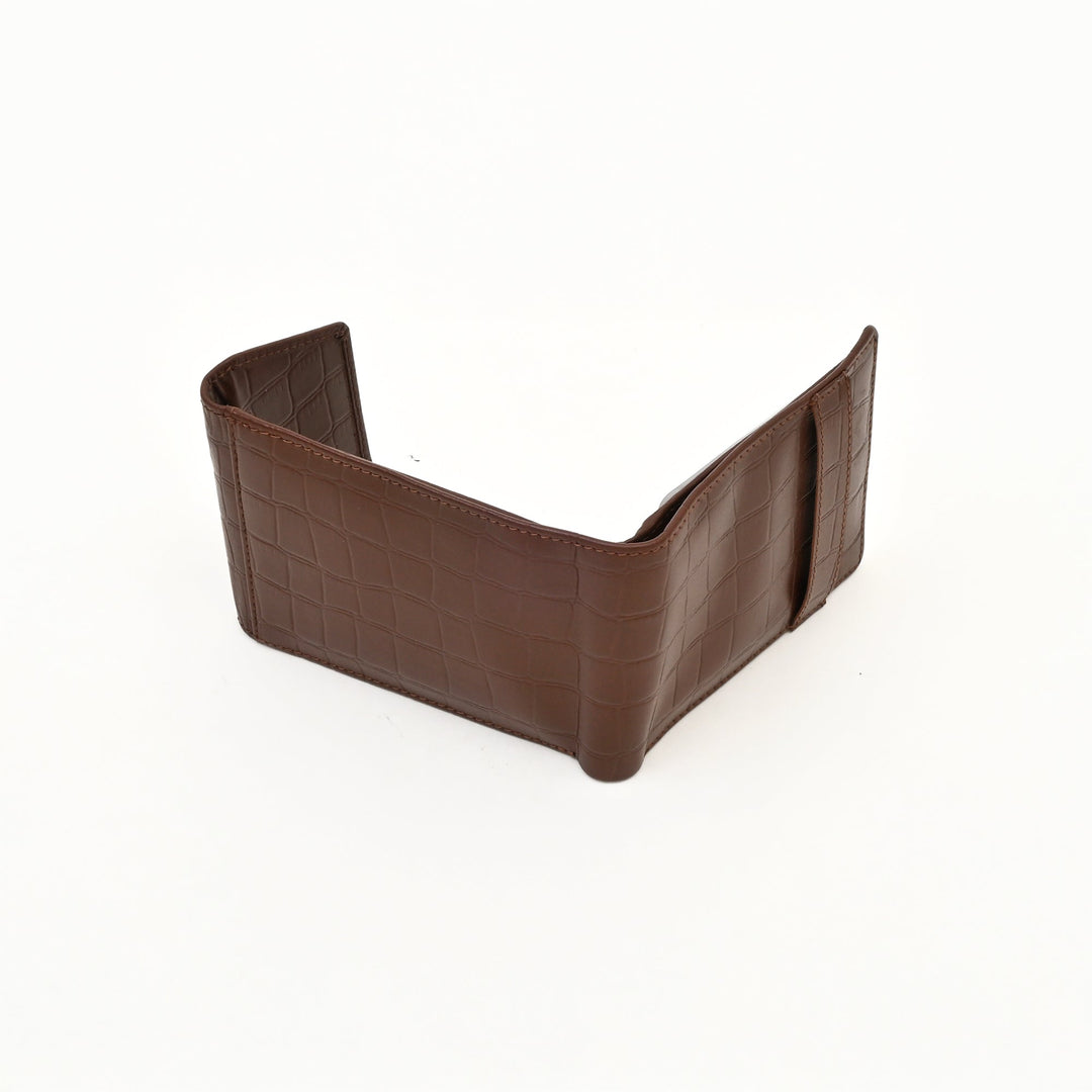 Men’s Leather Wallet 3B Scrbrn – Premium Brown Croc Look Napa Leather Wallet with Coin Pocket & 6 Card Slots | Luxury Slim Bifold Design