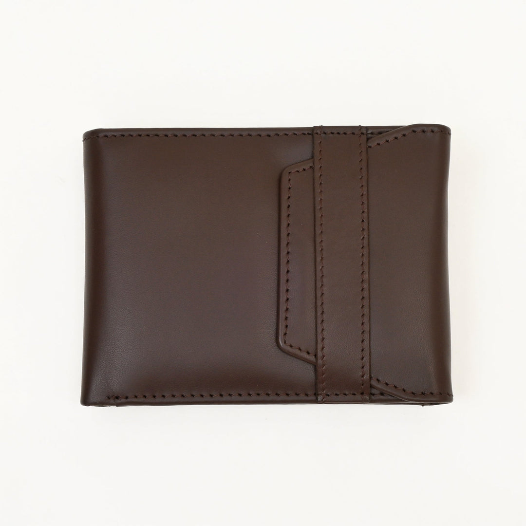 Luxury Brown Napa Leather Wallet – Slim Design with Coin Pocket & Six Card Slots