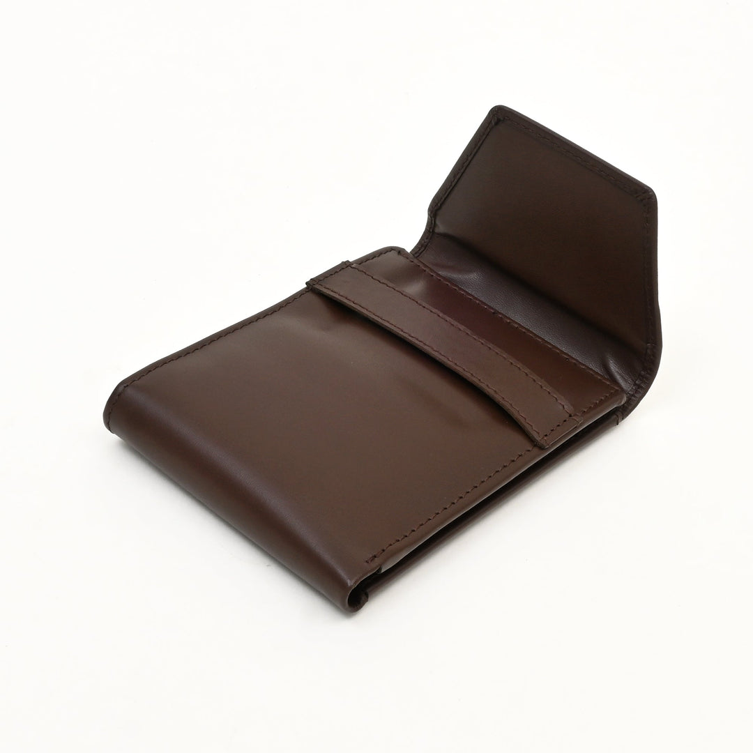 Luxury Brown Napa Leather Wallet – Slim Design with Coin Pocket & Six Card Slots