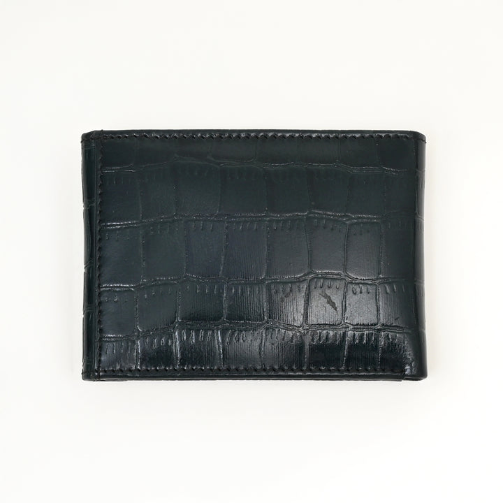 Men’s Leather Wallet 3B Scrgrn – Premium Green Croc Look Napa Leather Wallet with Coin Pocket & 6 Card Slots | Luxury Slim Bifold Design