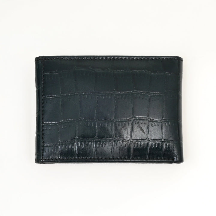 Men’s Leather Wallet 3B Scrgrn – Premium Green Croc Look Napa Leather Wallet with Coin Pocket & 6 Card Slots | Luxury Slim Bifold Design