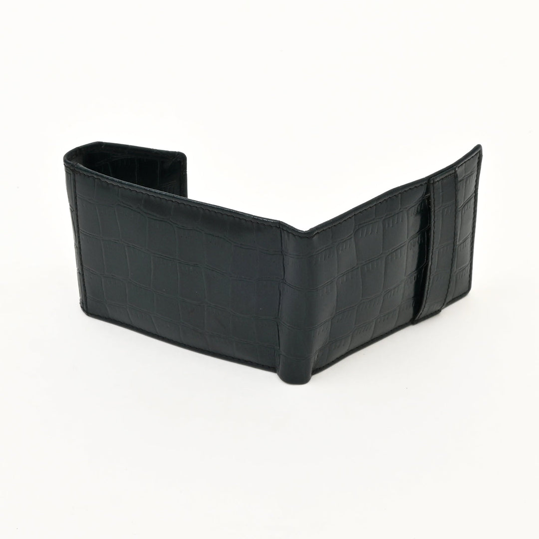 Men’s Leather Wallet 3B Scrgrn – Premium Green Croc Look Napa Leather Wallet with Coin Pocket & 6 Card Slots | Luxury Slim Bifold Design