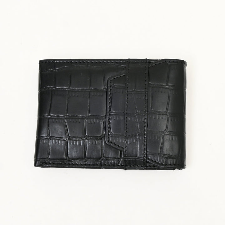 Men’s Leather Wallet 3B Scrblk – Premium Black Croc Look Napa Leather Wallet with Coin Pocket & 6 Card Slots | Luxury Slim Bifold Design