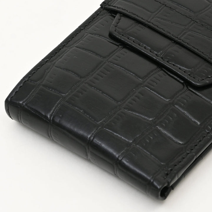 Men’s Leather Wallet 3B Scrblk – Premium Black Croc Look Napa Leather Wallet with Coin Pocket & 6 Card Slots | Luxury Slim Bifold Design