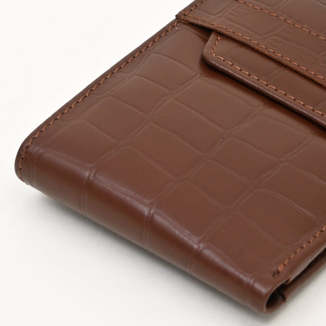 Men’s Leather Wallet 3S Scrbrn – Premium Brown Croc Look Napa Leather Wallet with Coin Pocket & 6 Card Slots | Handcrafted Luxury Slim Wallet