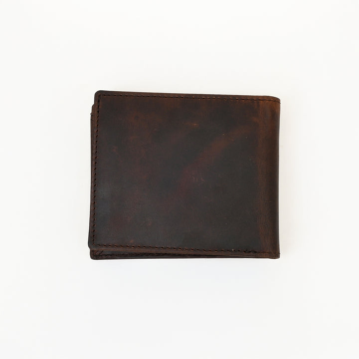 Leather Wallet 1S Crnbrn – Premium Full Grain Waxy Brown Leather Men’s Wallet with Coin Pocket & 6 Card Slots