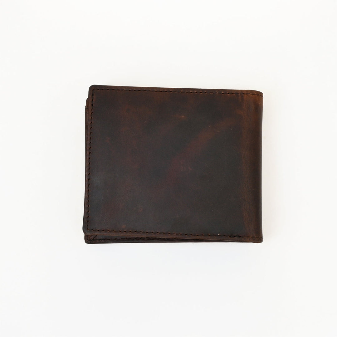 Leather Wallet 1S Crnbrn – Premium Full Grain Waxy Brown Leather Men’s Wallet with Coin Pocket & 6 Card Slots