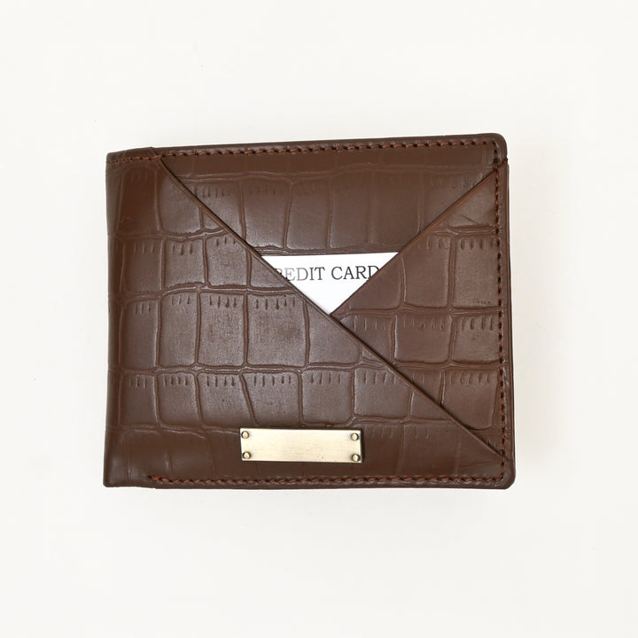 Leather Wallet 1S Crobrn – Brown Croc Look Napa Leather Wallet for Men | Stylish, Slim & Functional