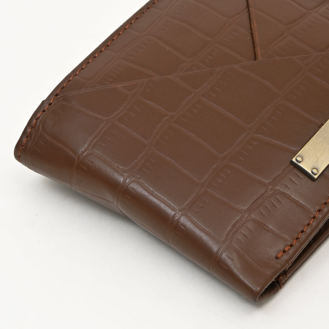 Leather Wallet 1S Crobrn – Brown Croc Look Napa Leather Wallet for Men | Stylish, Slim & Functional