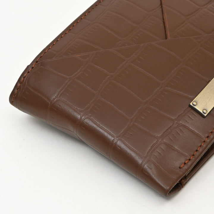 Leather Wallet 1B Brown – Croc-Look Nappa Leather Men’s Wallet with Coin Pocket & 6 Card Slots