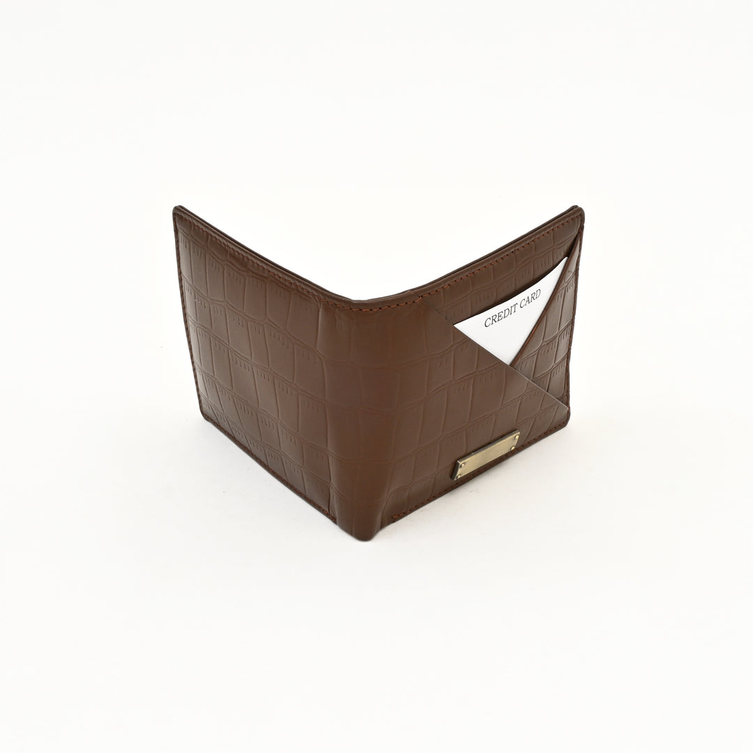 Leather Wallet 1S Crobrn – Brown Croc Look Napa Leather Wallet for Men | Stylish, Slim & Functional