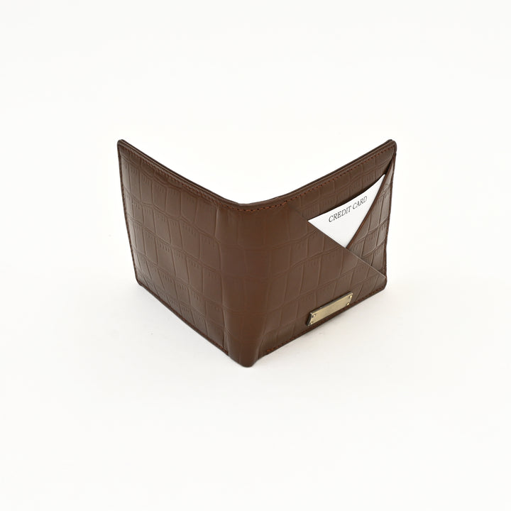 Leather Wallet 1S Crobrn – Brown Croc Look Napa Leather Wallet for Men | Stylish, Slim & Functional