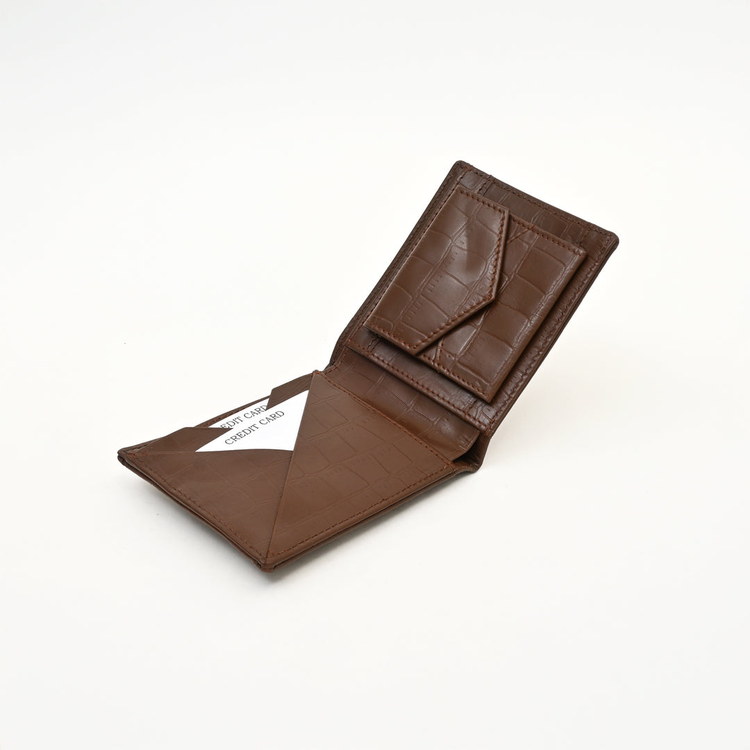 Leather Wallet 1S Crobrn – Brown Croc Look Napa Leather Wallet for Men | Stylish, Slim & Functional