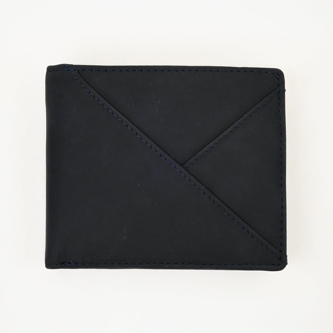 Luxury Blue Waxy Leather Wallet for Men – Slim Design with Coin Pocket & Card Slots