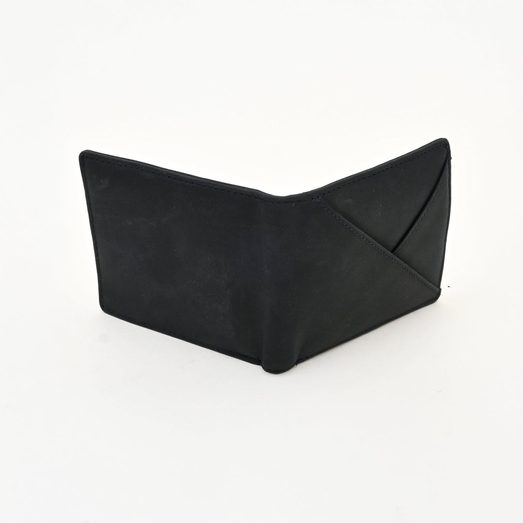 Luxury Blue Waxy Leather Wallet for Men – Slim Design with Coin Pocket & Card Slots