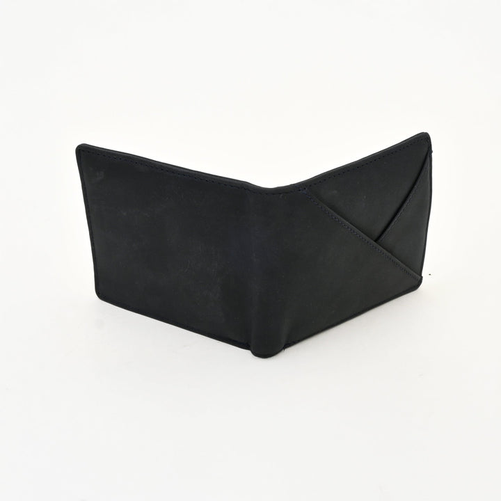 Luxury Blue Waxy Leather Wallet for Men – Slim Design with Coin Pocket & Card Slots