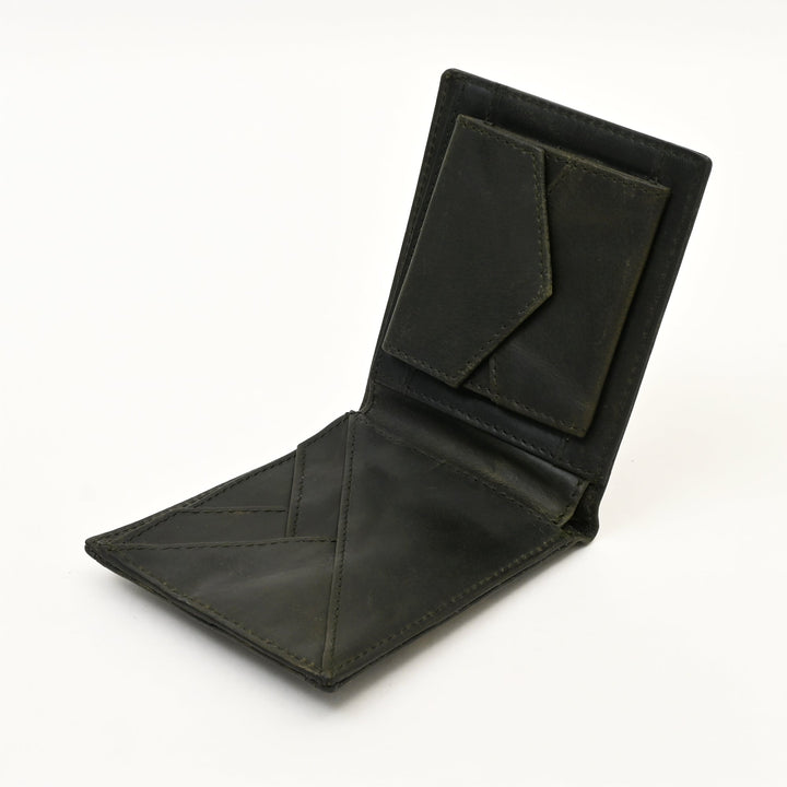 Leather Wallet 1B Crngrn – Premium Full-Grain Green Leather Wallet for Men | Elegant & Functional Slim Design