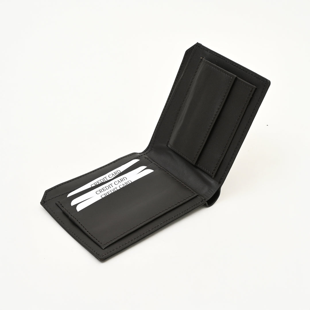 Luxury Dark Brown Napa Leather Wallet – Slim Croc Design with Coin Pocket & Card Slots