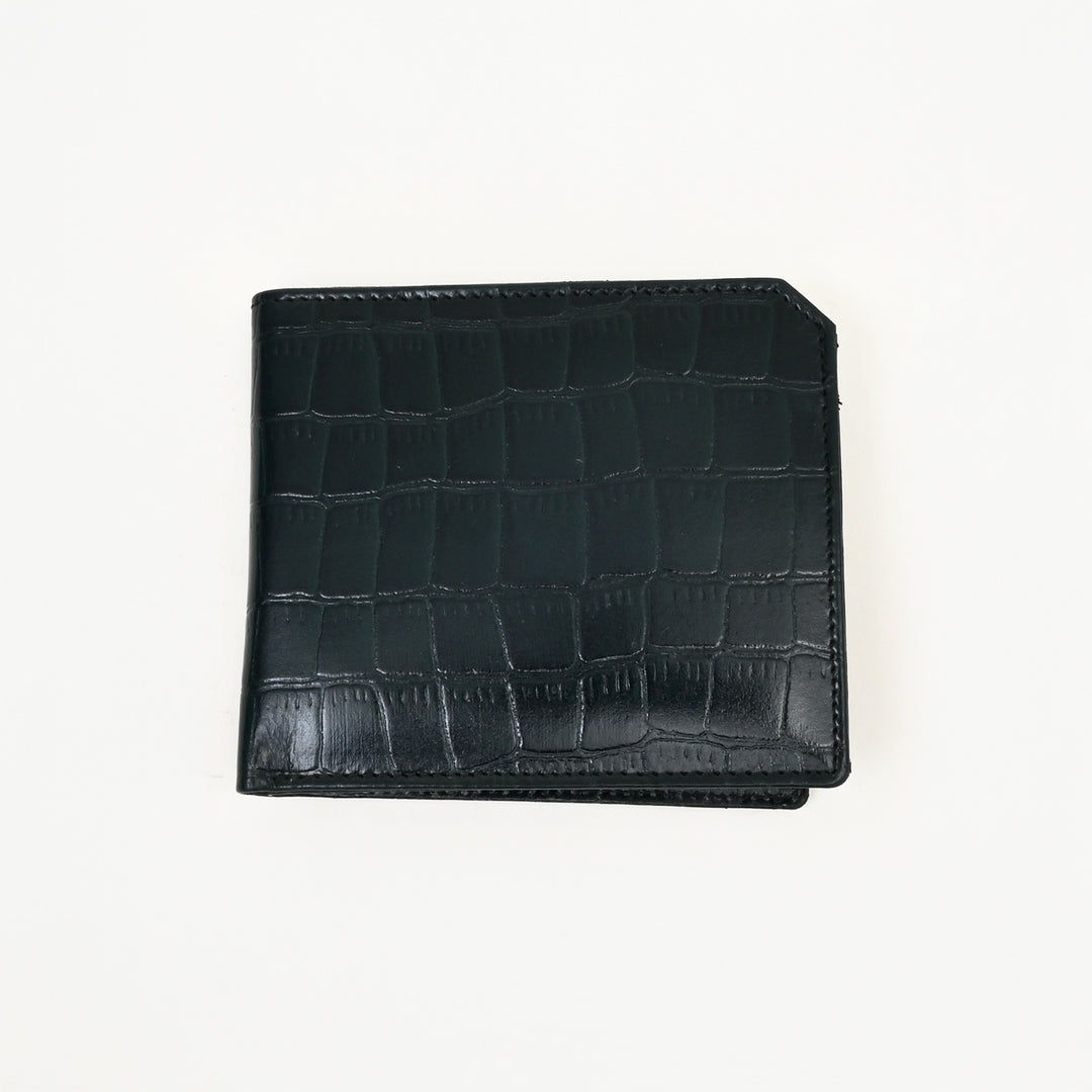 Luxury Green Napa Leather Wallet – Slim Croc-Pattern Design with Coin Pocket & Card Slots