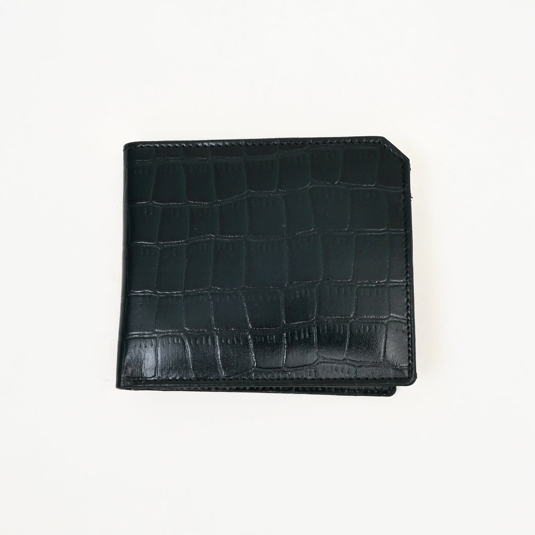 Luxury Green Napa Leather Wallet – Slim Croc-Pattern Design with Coin Pocket & Card Slots