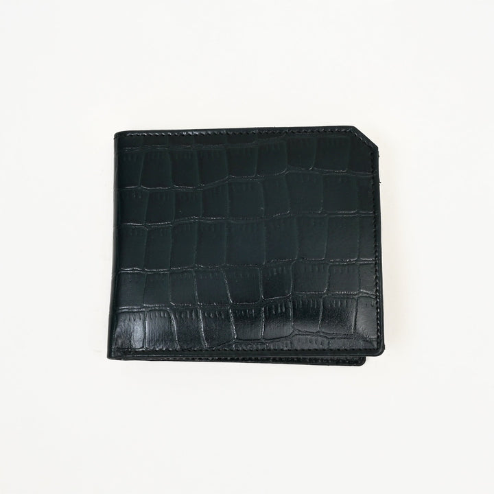 Luxury Green Napa Leather Wallet – Slim Croc-Pattern Design with Coin Pocket & Card Slots