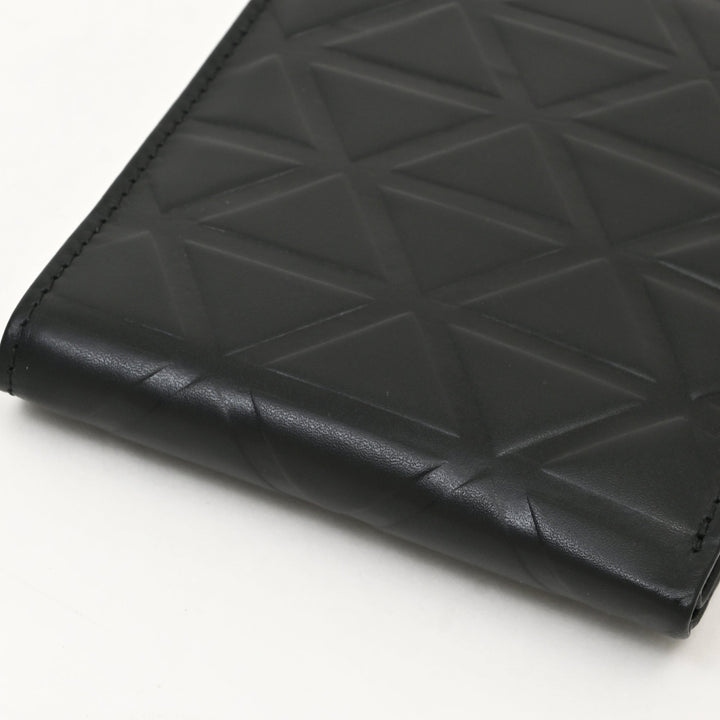 Luxury Black Napa Leather Wallet – Slim Croc Design with Coin Pocket & Card Slots