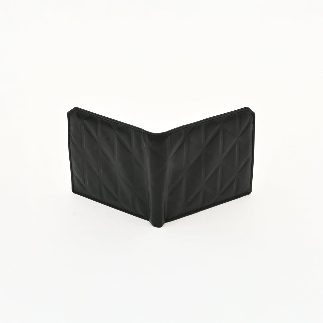 Luxury Black Napa Leather Wallet – Slim Croc Design with Coin Pocket & Card Slots