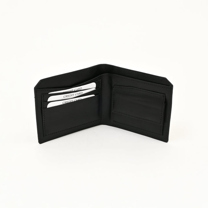 Luxury Black Napa Leather Wallet – Slim Croc Design with Coin Pocket & Card Slots