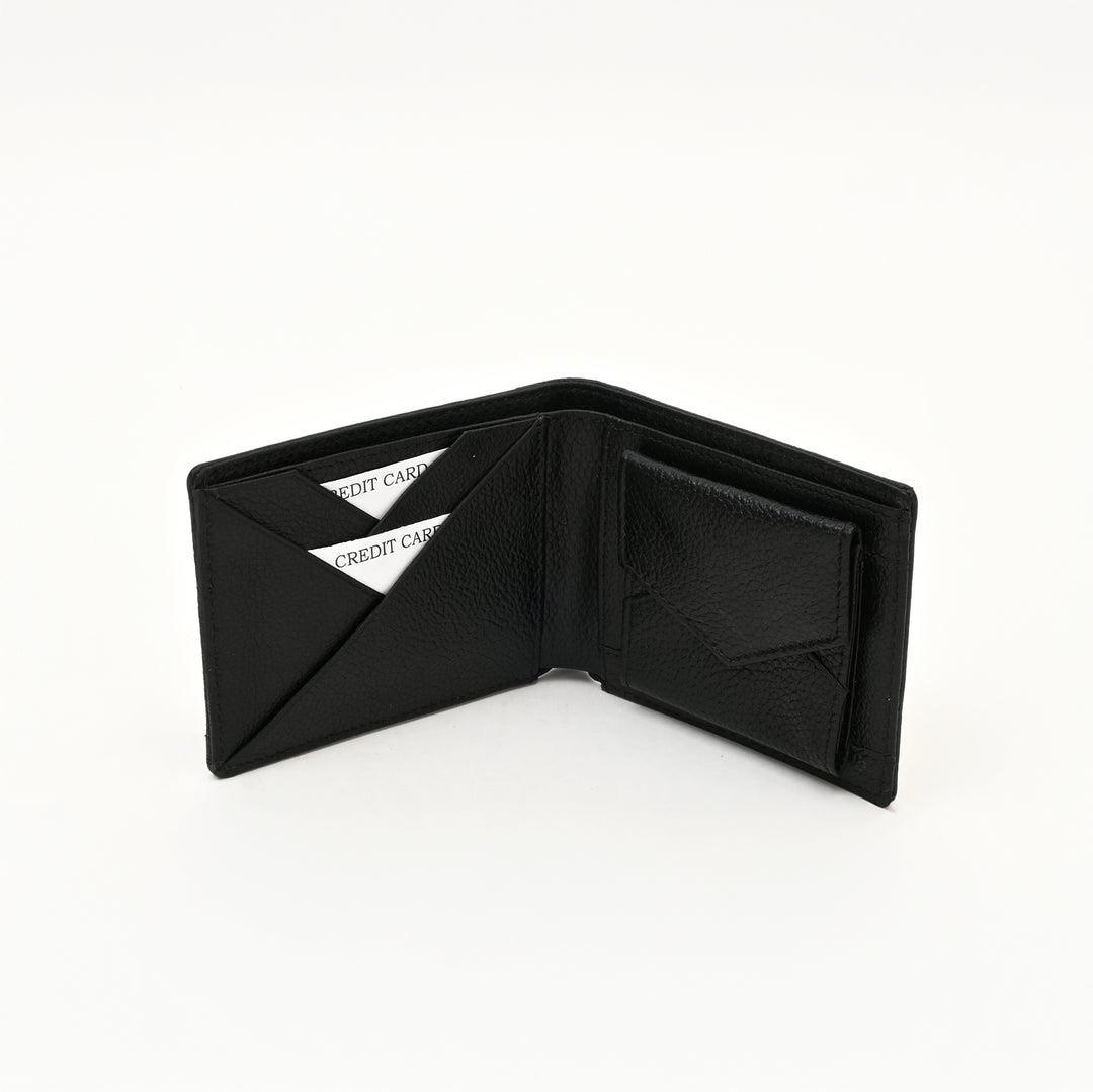 Leather Wallet 1S Grablk – Premium Grained Black Napa Leather Men’s Wallet with Coin Pocket & 6 Card Slots
