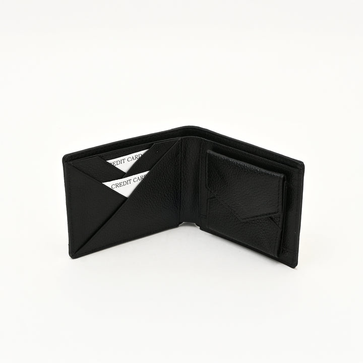Leather Wallet 1S Grablk – Premium Grained Black Napa Leather Men’s Wallet with Coin Pocket & 6 Card Slots