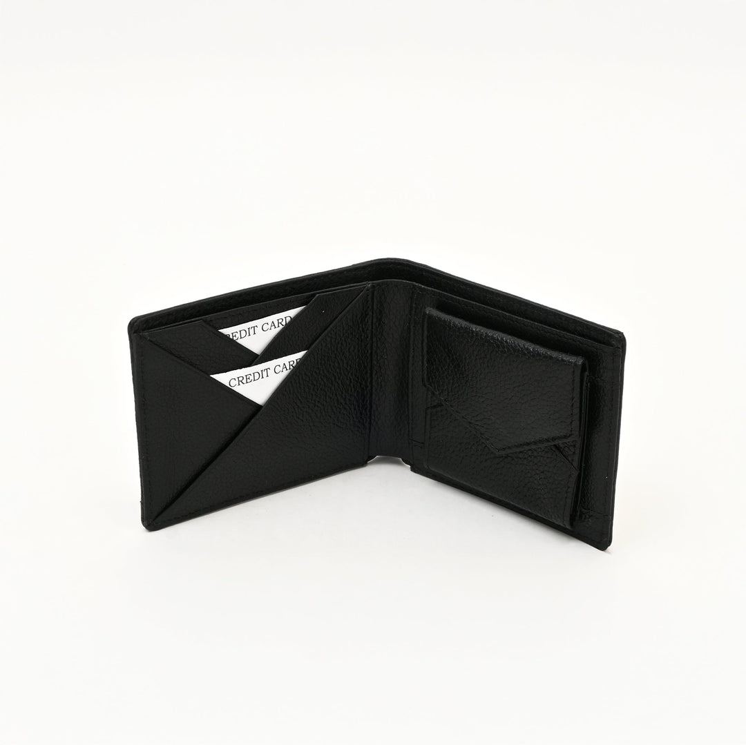 Leather Wallet 1S Grablk – Premium Grained Black Napa Leather Men’s Wallet with Coin Pocket & 6 Card Slots