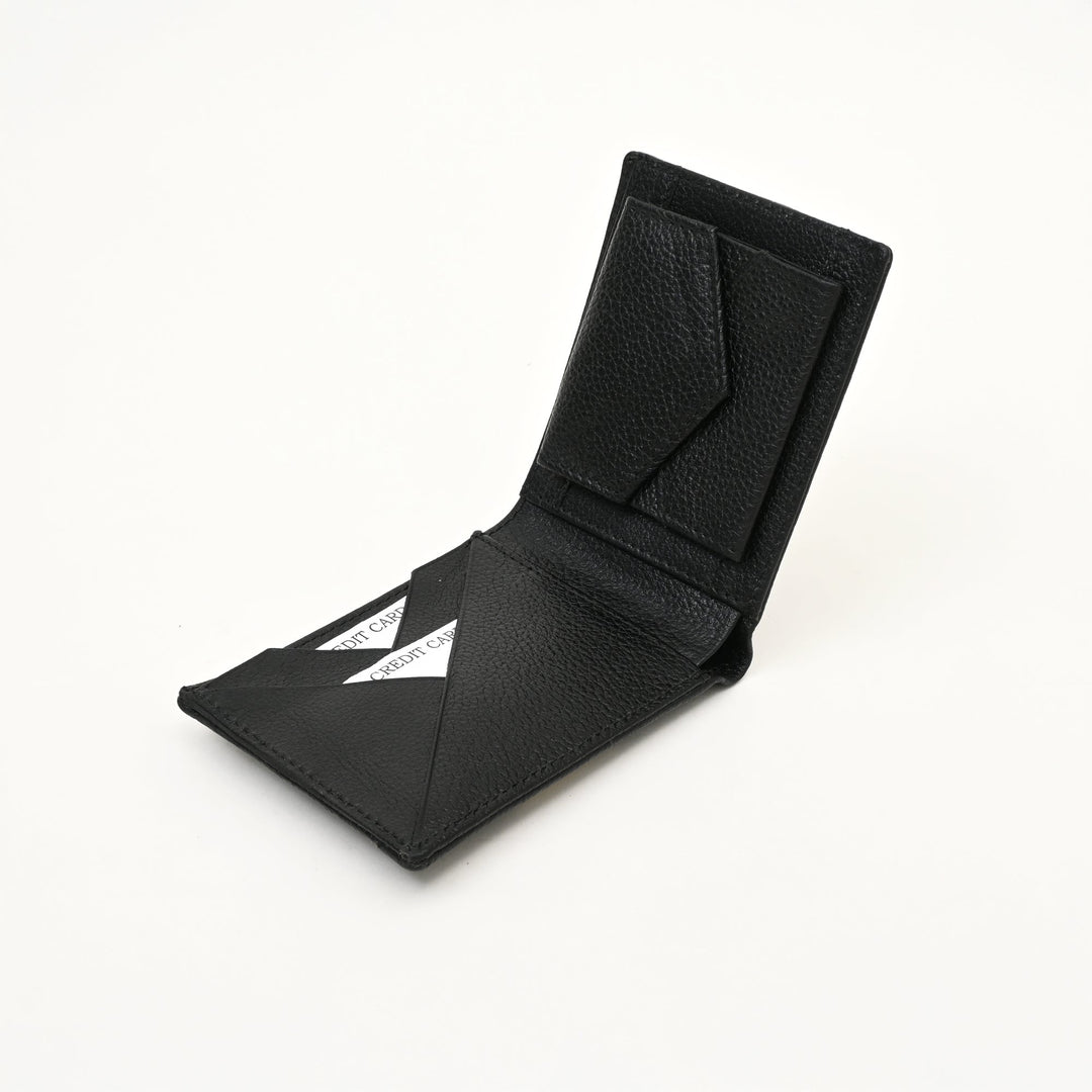 Leather Wallet 1S Grablk – Premium Grained Black Napa Leather Men’s Wallet with Coin Pocket & 6 Card Slots