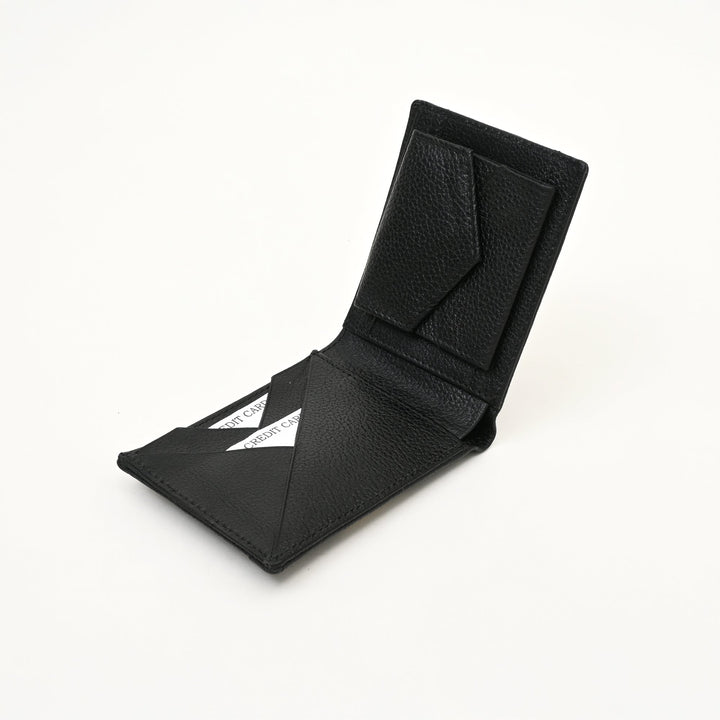 Leather Wallet 1S Grablk – Premium Grained Black Napa Leather Men’s Wallet with Coin Pocket & 6 Card Slots