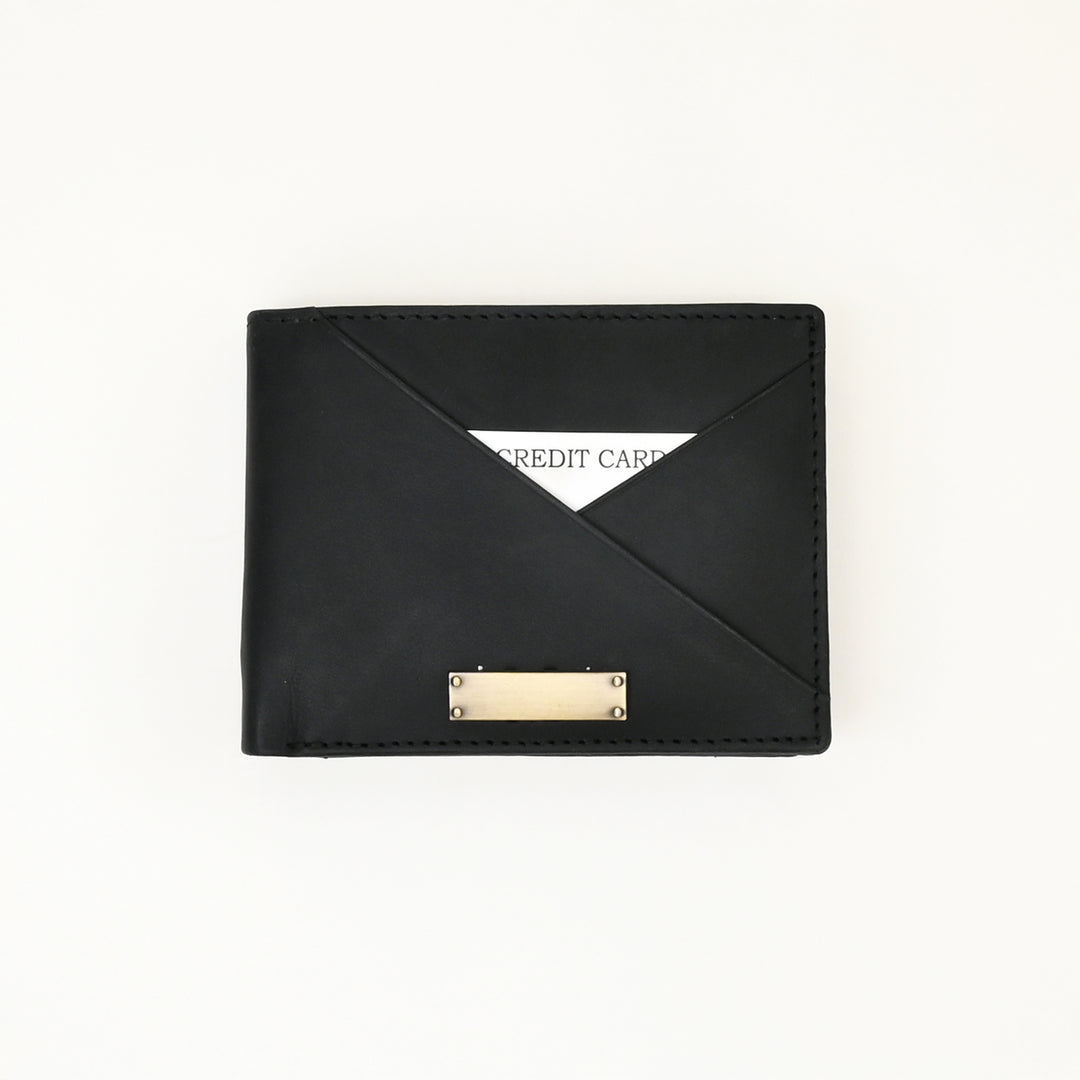 Leather Wallet 1S Crnblk – Premium Black Full-Grain Leather Wallet for Men with Coin Pocket & 6 Card Slots