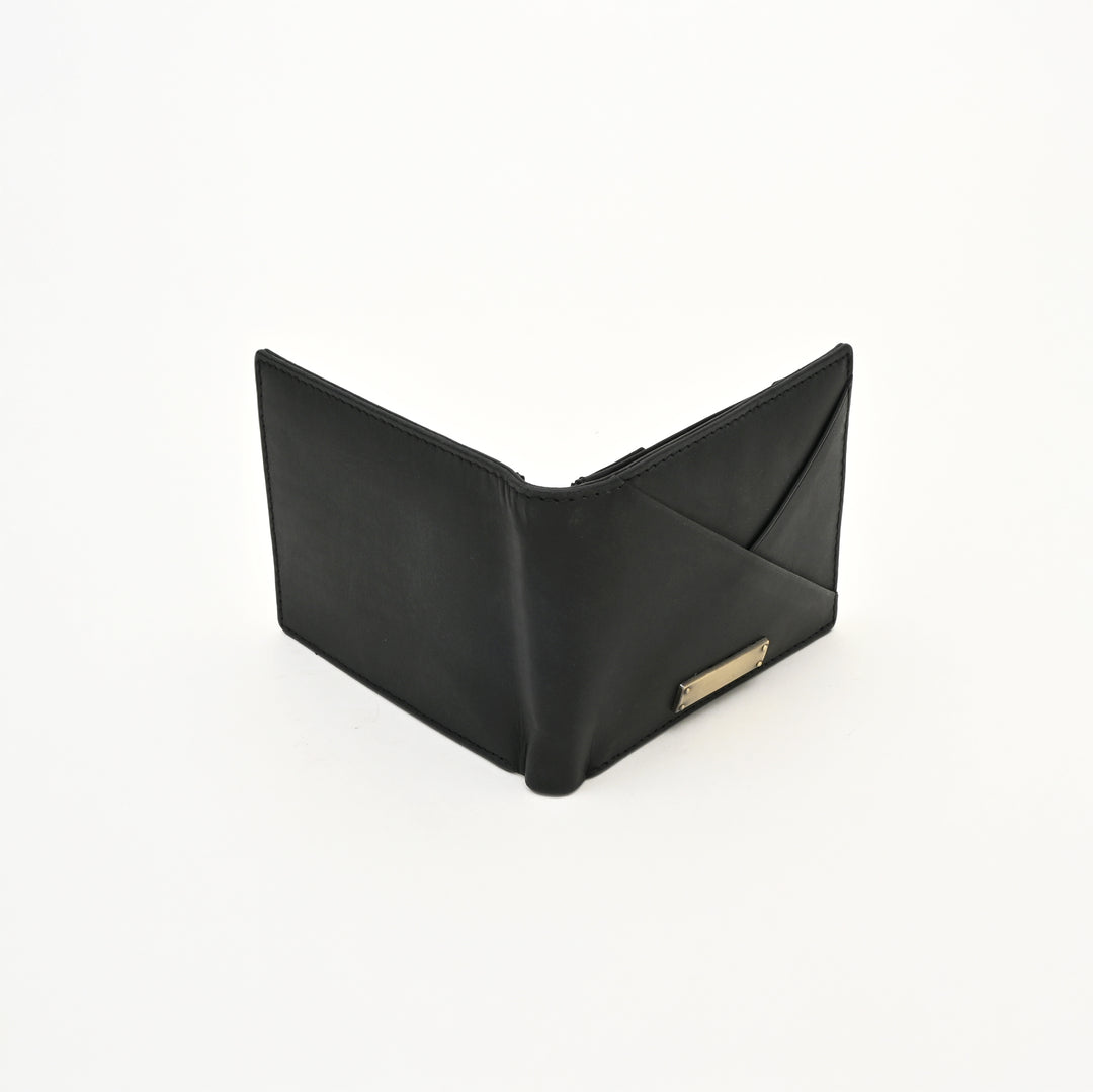Leather Wallet 1S Crnblk – Premium Black Full-Grain Leather Wallet for Men with Coin Pocket & 6 Card Slots