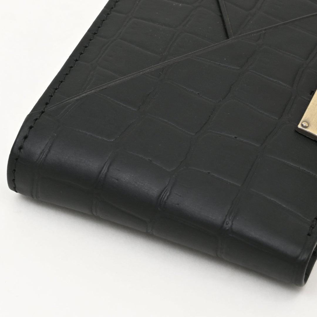 Leather Wallet 1S Croblk – Black Croc Look Napa Leather Men’s Wallet with 6 Card Slots & Coin Pocket