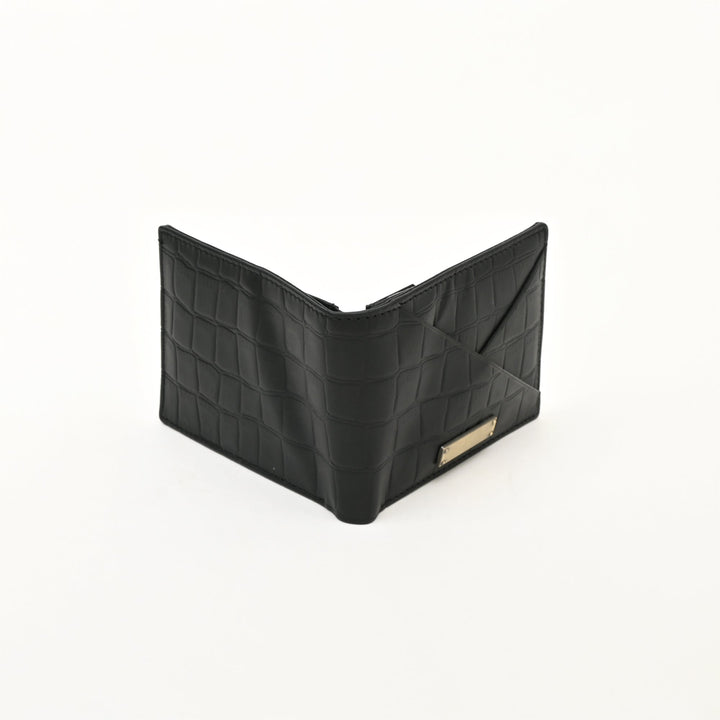 Leather Wallet 1S Croblk – Black Croc Look Napa Leather Men’s Wallet with 6 Card Slots & Coin Pocket