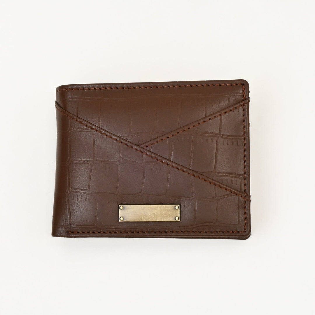 Leather Wallet 2S Crobrn – Premium Brown Croc-Embossed Napa Leather Wallet for Men with Coin Pocket & Card Slots