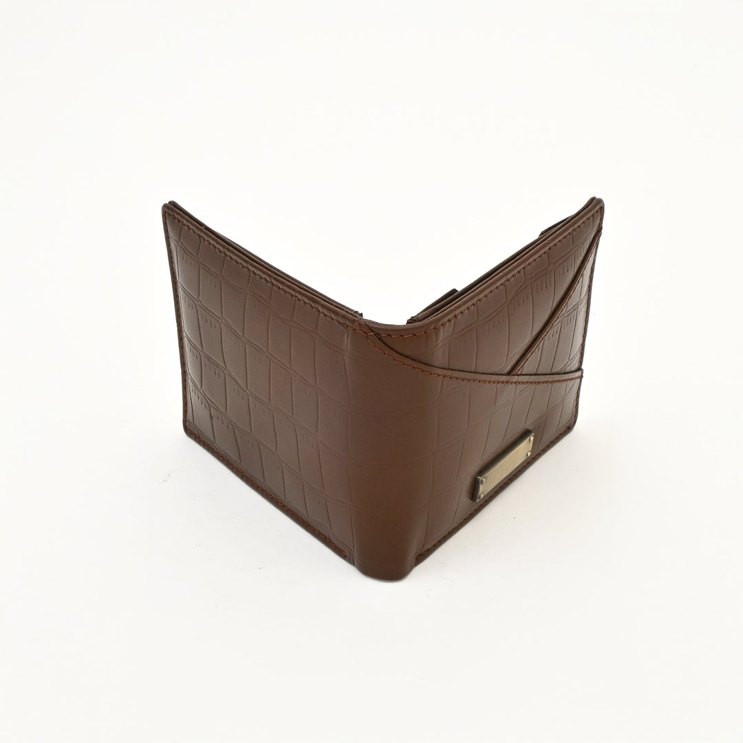 Leather Wallet 2S Crobrn – Premium Brown Croc-Embossed Napa Leather Wallet for Men with Coin Pocket & Card Slots
